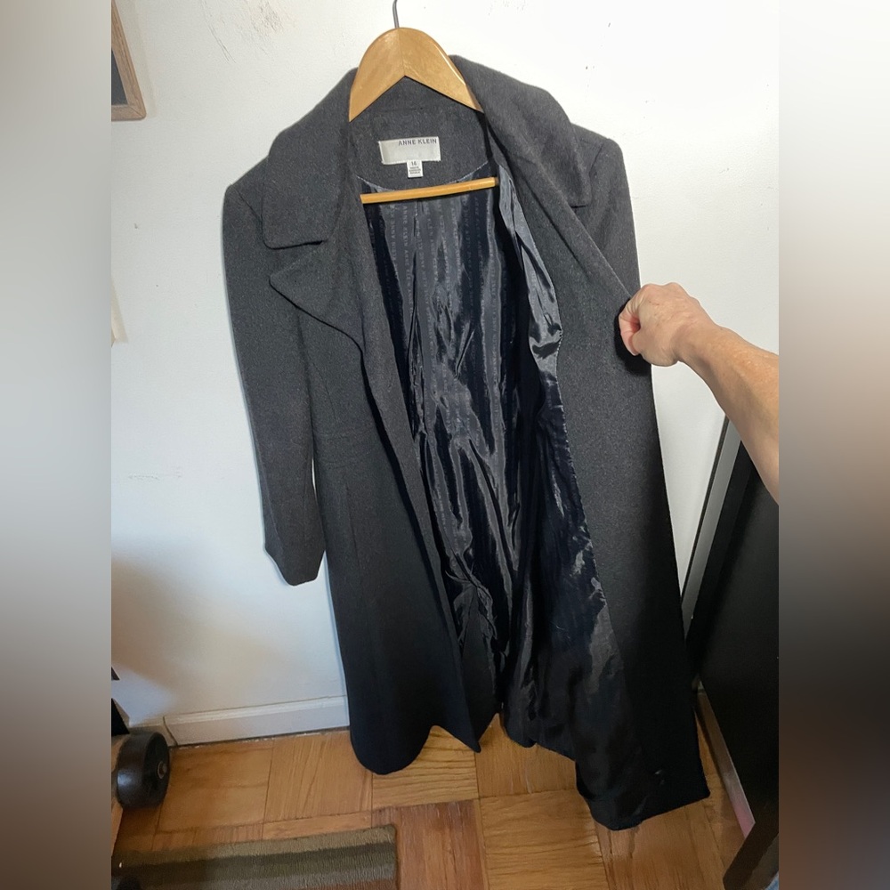 Anne Klein Gray Single-Breasted heavyweight cashmere blend Maxi Coat, 14, EUC - Picture 6 of 16